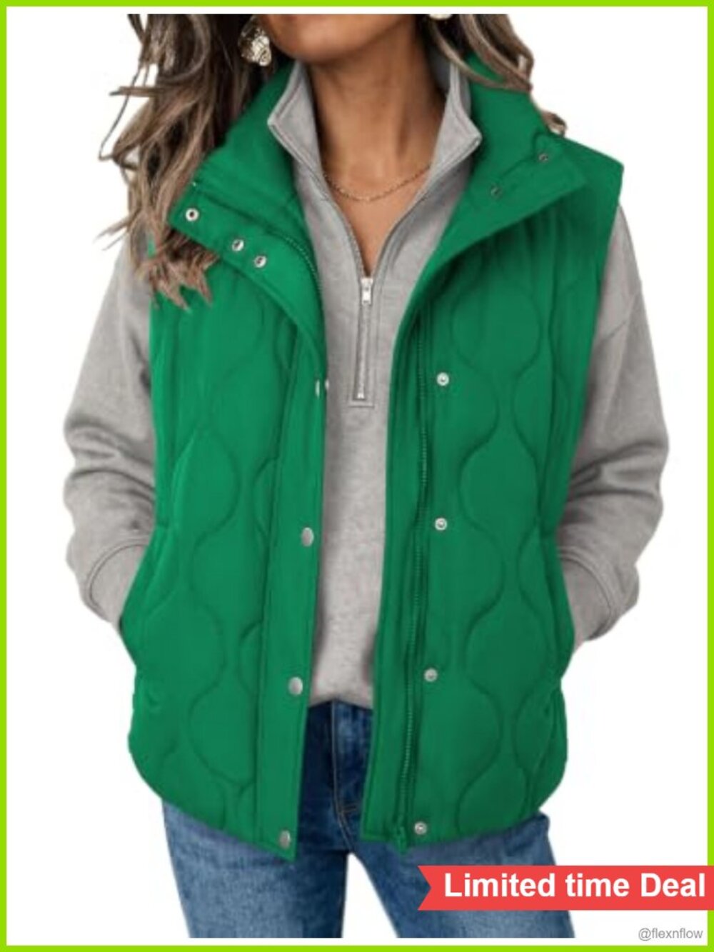 Women Quilted Puffer Vest Sleeveless Zip Up 100% Polyester Winter